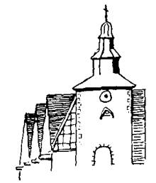 Strichzeichnung der Pfarrkirche St. Peter und Paul in Obernburg